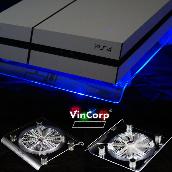 VINCORP ® USB Design Kühler Lüfter Blau Playstation 3 4 PS4 PS3 Slim Pro Stand