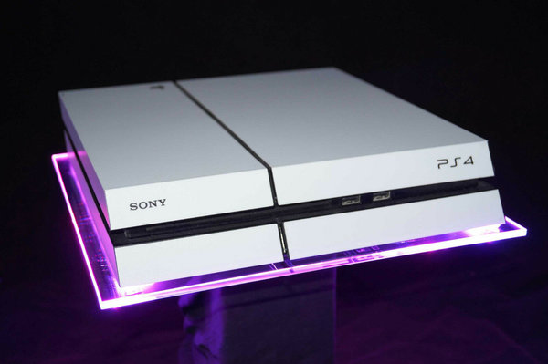 RGB LED USB Design Acryl Plexiglas Ständer Stand Tablet PS4 Playstation 4 PS3
