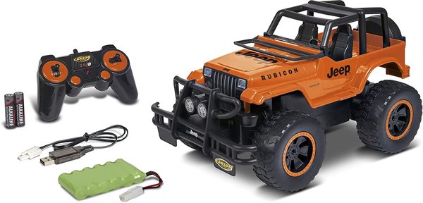 Carson 500404270 1:12 Jeep Wrangler 2.4G 100% RTR orange - Ferngesteuertes Auto, RC Fahrzeug, inkl.