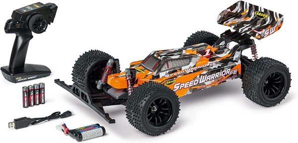 Carson 500404237 - 1:10 FE Speed Warrior 2.4G 100%RTR orange - Ferngesteuertes Auto, RC Buggy, inkl.
